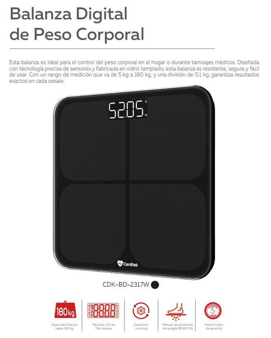 Balanza Digital de Peso Corporal Carditek 180 kg - Dropket