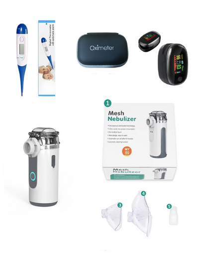 Combo 8: Nebulizador Portátil + Oxímetro + Termómetro Digital