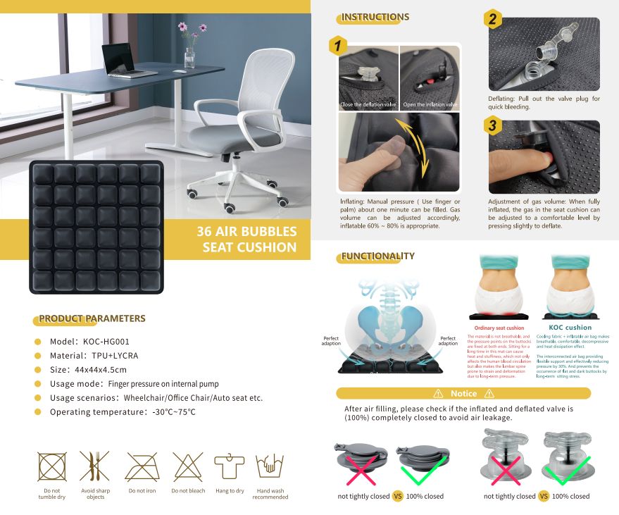 Cojín Antiescaras de Aire para Silla de Ruedas - Dropket