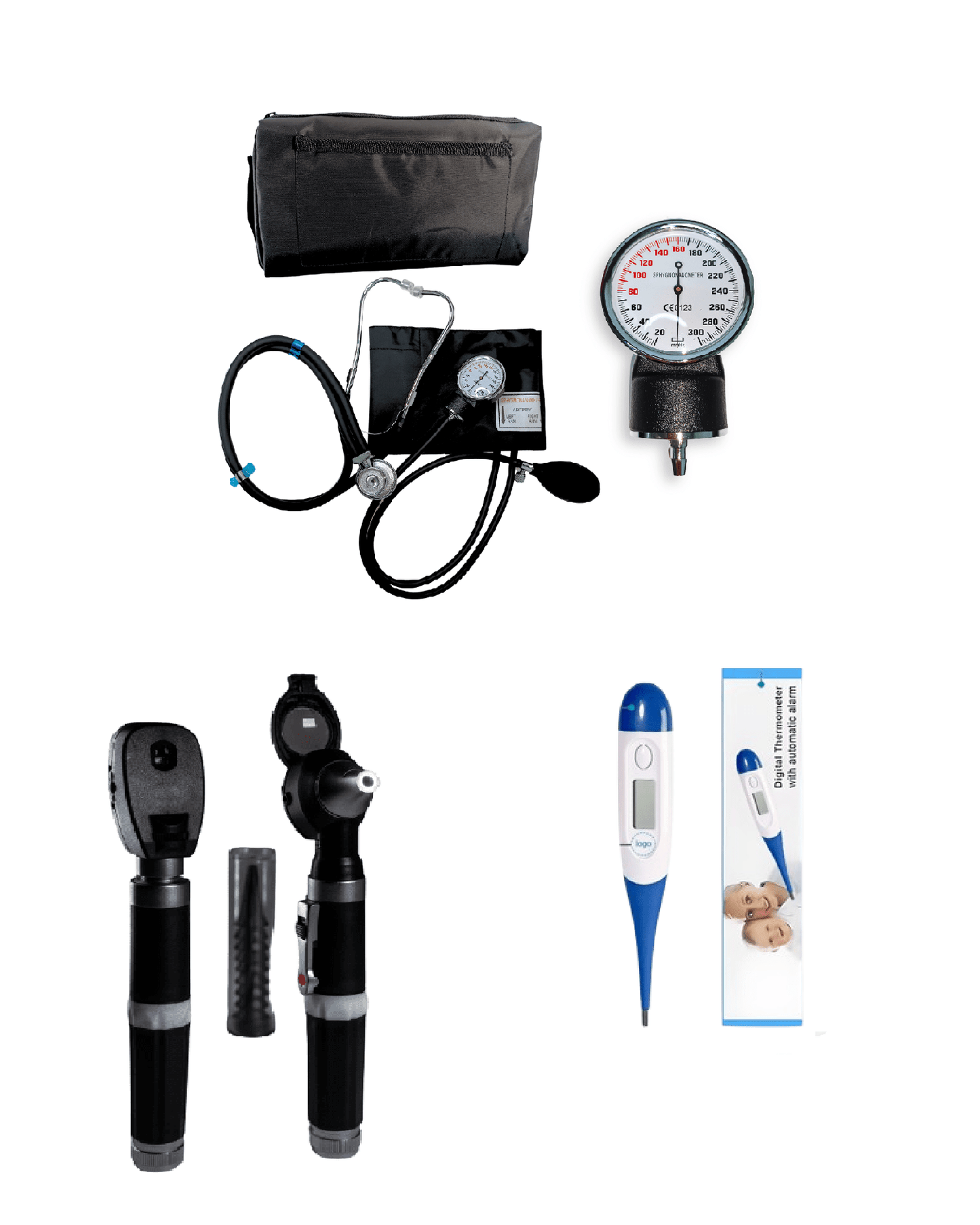 Combo: 10 Oftalmoscopio + Otoscopio + Tensiómetro Manual y Fonendoscopio - Dropket