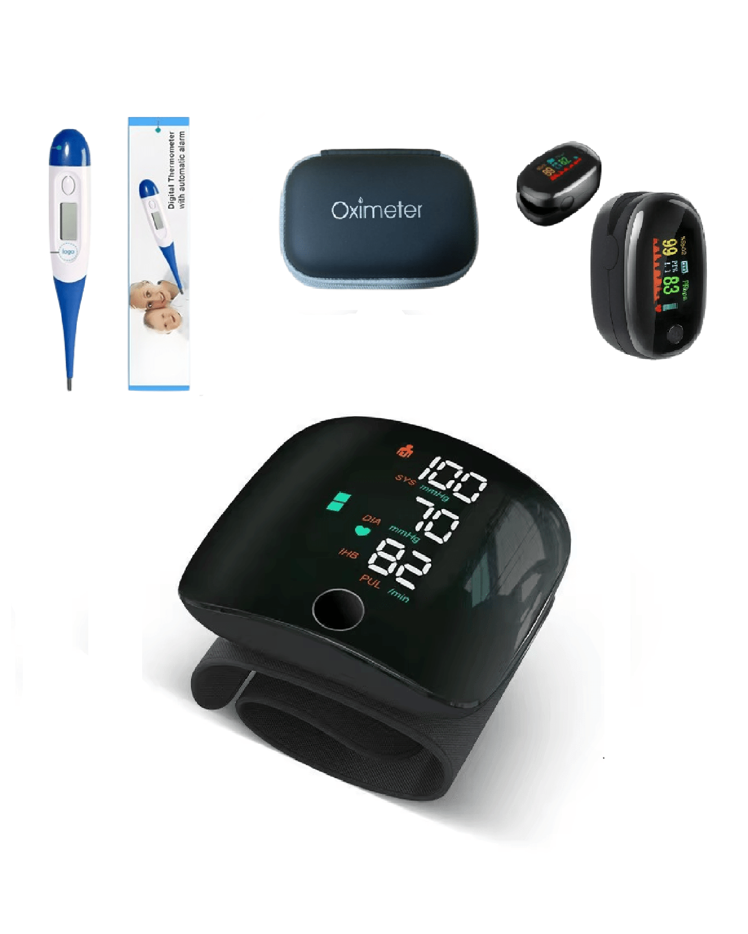 Combo 11: Tensiómetro Digital de Muñeca + Oxímetro y Obsequio Termómetro - Dropket