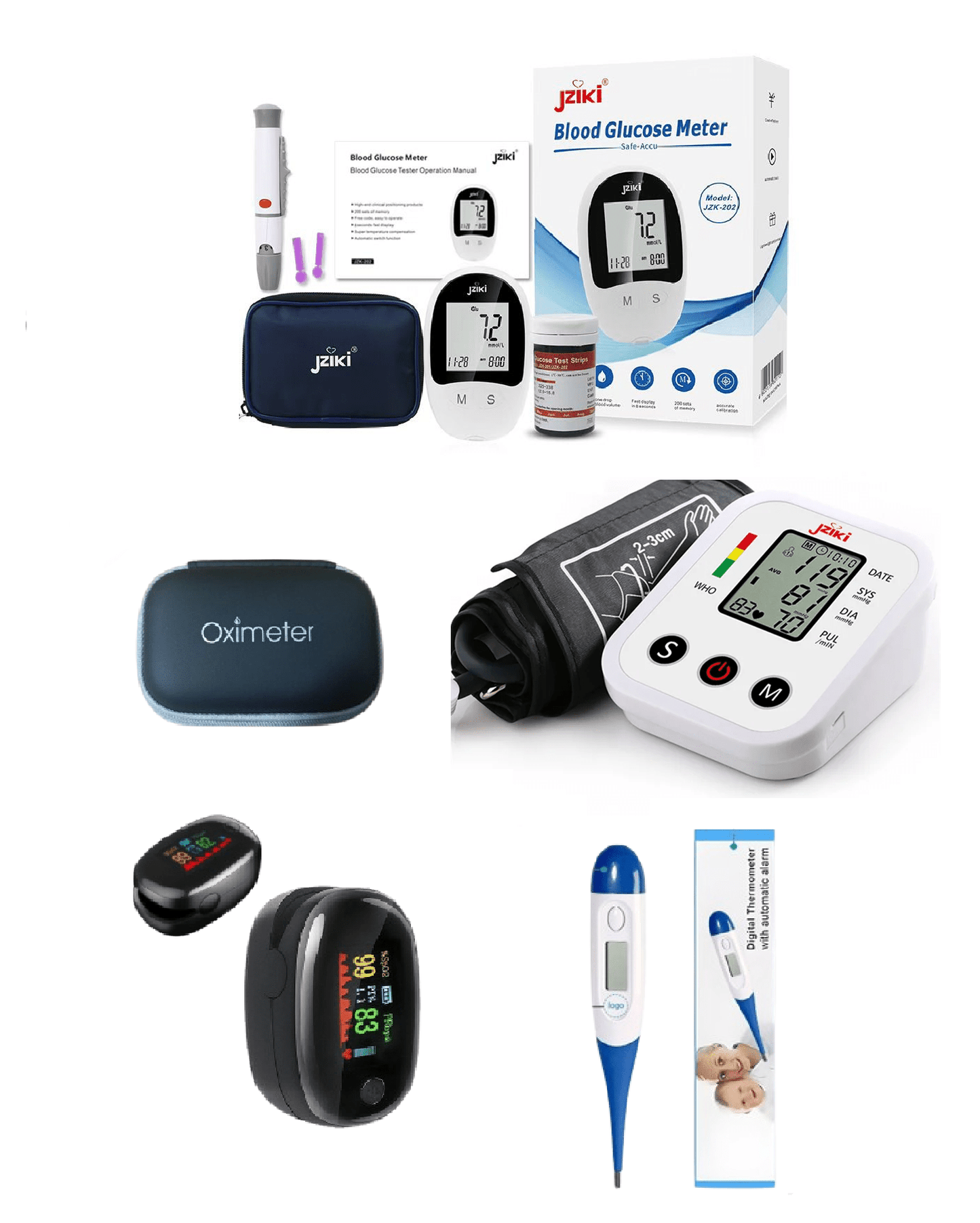 Combo 2: Tensiómetro Digital + Glucómetro + Oxímetro y Termómetro - Dropket