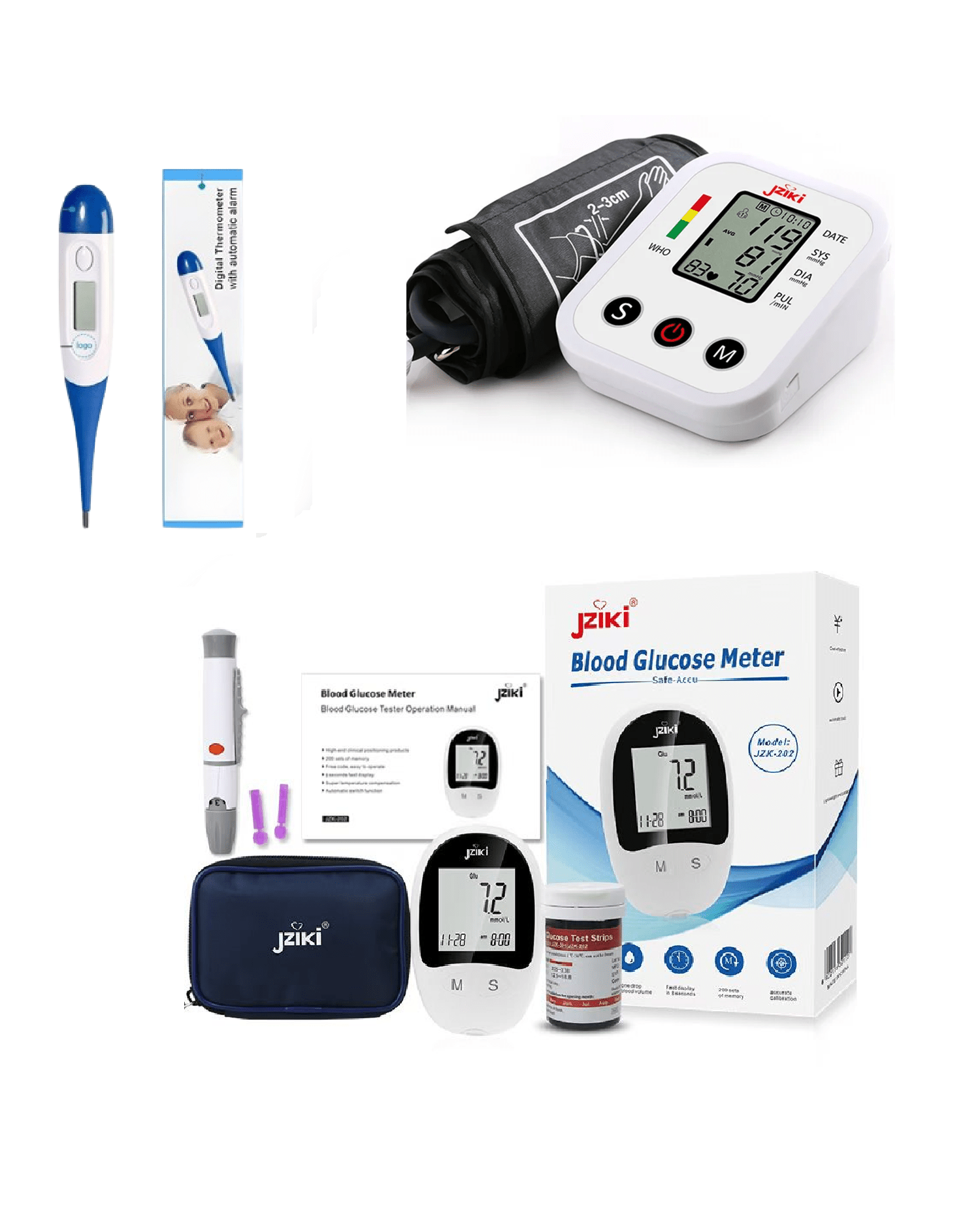 Combo 6: Tensiómetro Digital + Glucómetro + Termómetro Digital - Dropket