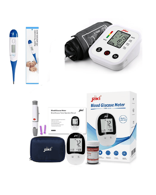 Combo 6: Tensiómetro Digital + Glucómetro + Termómetro Digital - Dropket