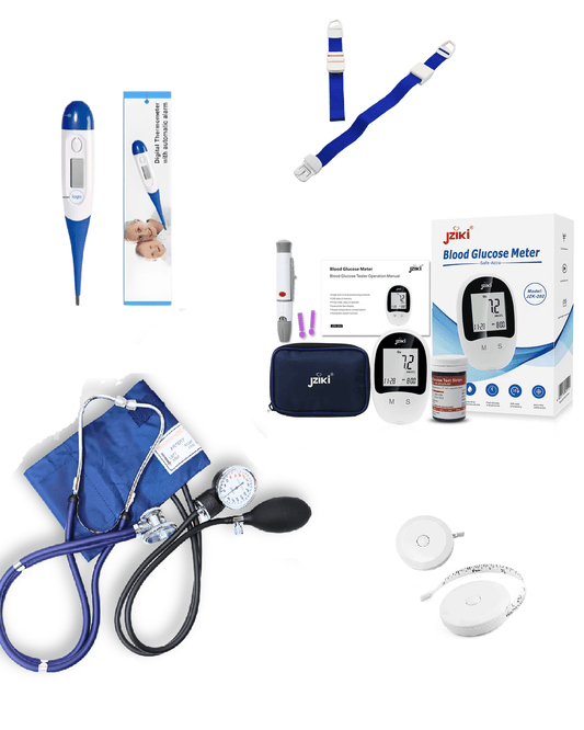 Combo 7: Tensiómetro Manual + Fonendoscopio + Glucómetro y Termómetro - Dropket